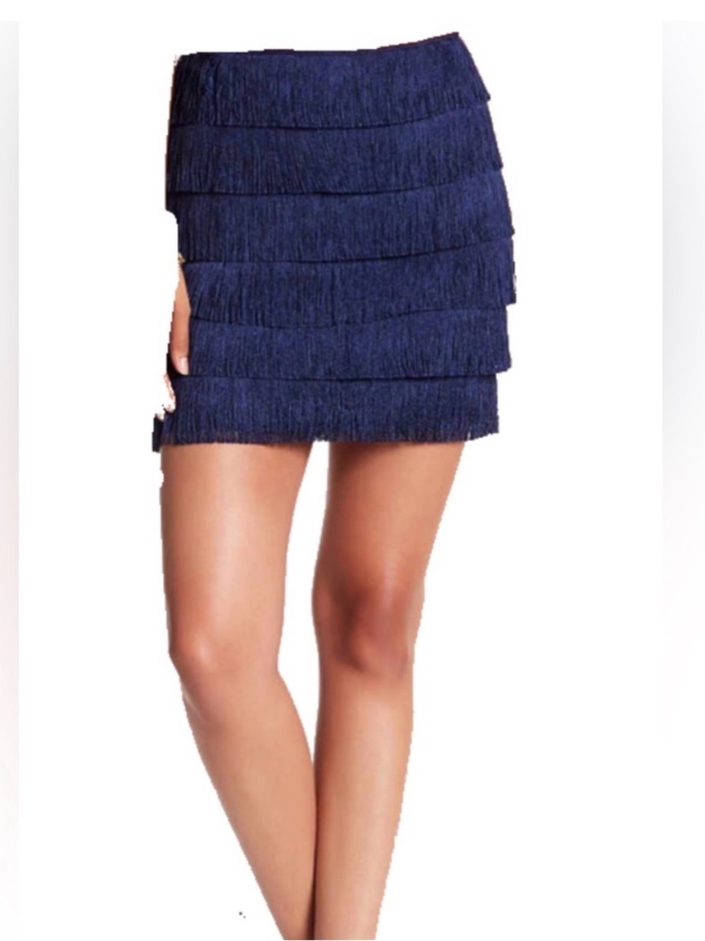NWT Trina Turk Navy Fringe Mini Skirt Size 10